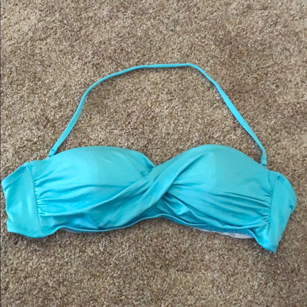 Aqua bandeau bikini top w/Strap!